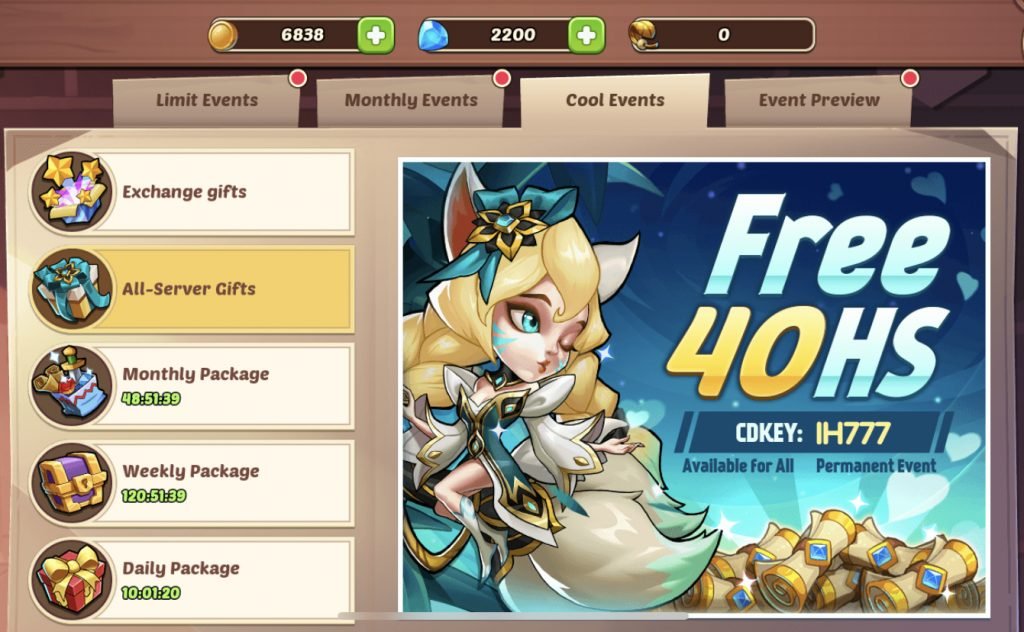 Idle Heroes List of Redeem Codes and CDKeys and How To Find More of